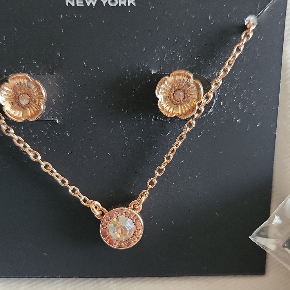 Coach Gold Necklace with Crystal Accents - Picture 2 of 5